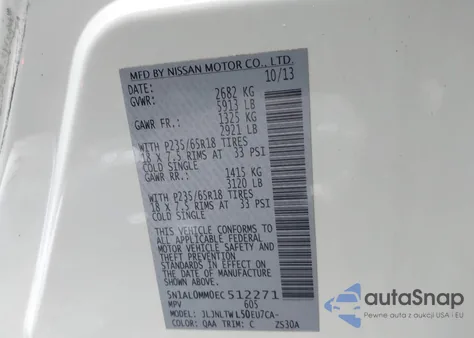 2014 Infiniti Qx60 from USA, damaged, VIN 5N1AL0MM0EC512271